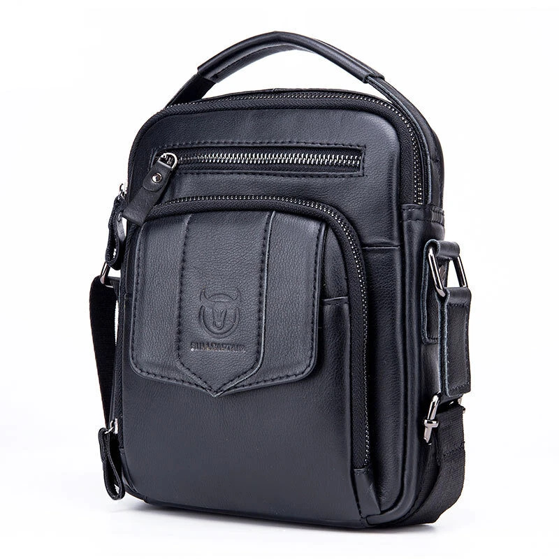 BULLCAPTAIN Genuine Leather Messenger Bag for Men Adjustable Shoulders Sling Crossbody Bags for Travel Work Business Handbag (image for) BULLCAPTAIN Genuine Leather Messenger Bag for Men Adjustable Shoulders Sling Crossbody Bags for Travel Work Business Handbag